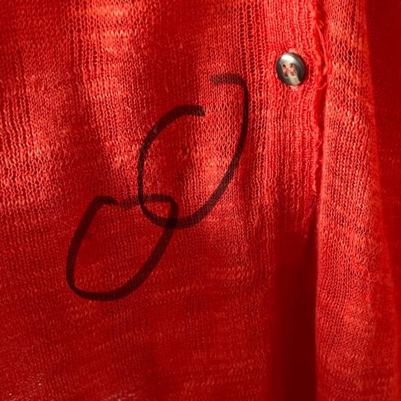 Free People Beach Sheer Button-Down Top | Red Orange | Small - Picture 5 of 7